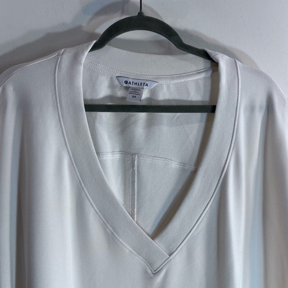 ATHLETA Sz 3X Retroterry V-Neck Sleeveless Sweatshirt Top in White New with tag - Picture 4 of 12